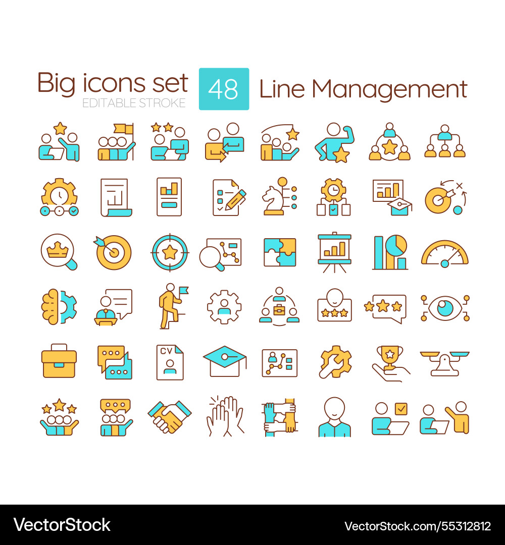 Line management rgb color icons set Line management rgb color icons set vector image