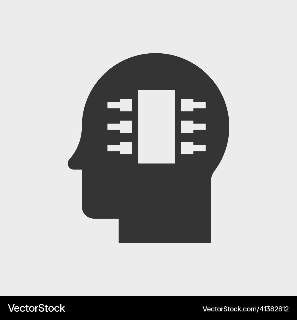 Microchip in the head simple icon vector image