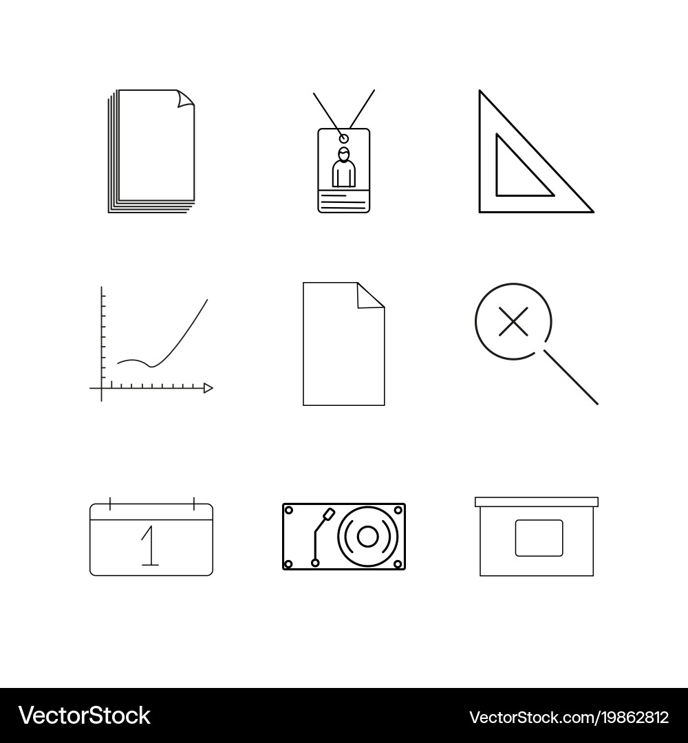 Office linear icon set simple outline icons vector image