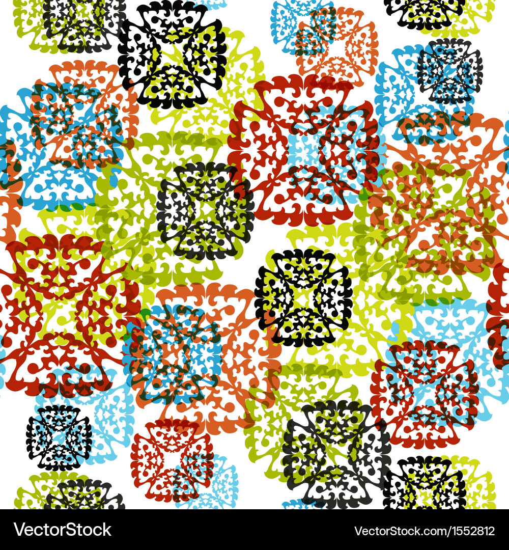 Seamless pattern with multicolor snowflakes vector image
