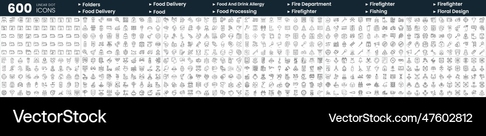 Set of 600 thin line icons in this bundle include Set of 600 thin line icons in this bundle include vector image