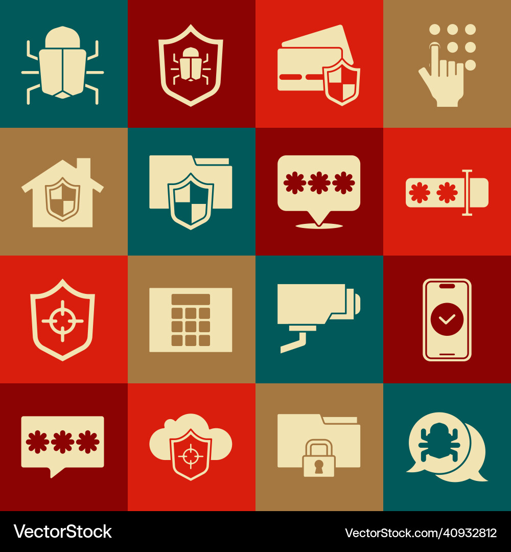 Set system bug smartphone password protection vector image