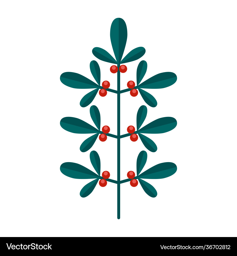 Simple minimalistic green branch cranberries Vector Image