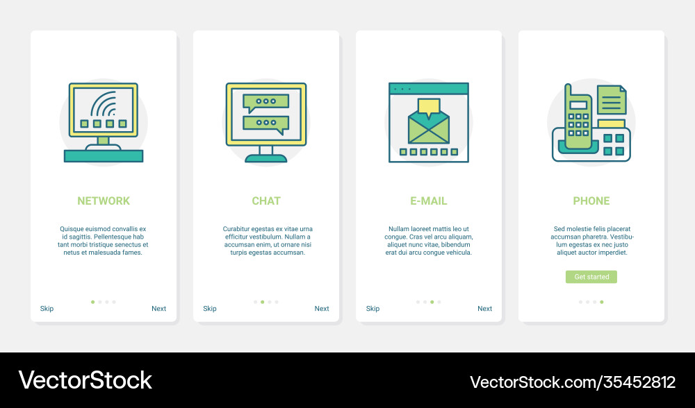 Social media communication and networking ux ui vector image