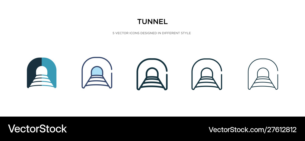 Tunnel icon in different style two colored Tunnel icon in different style two colored Vector Image