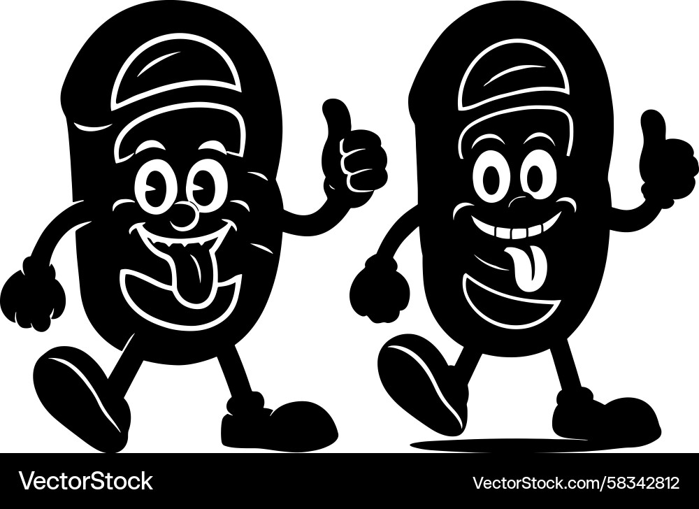 Two Smiling Bread Roll Characters Vector Image