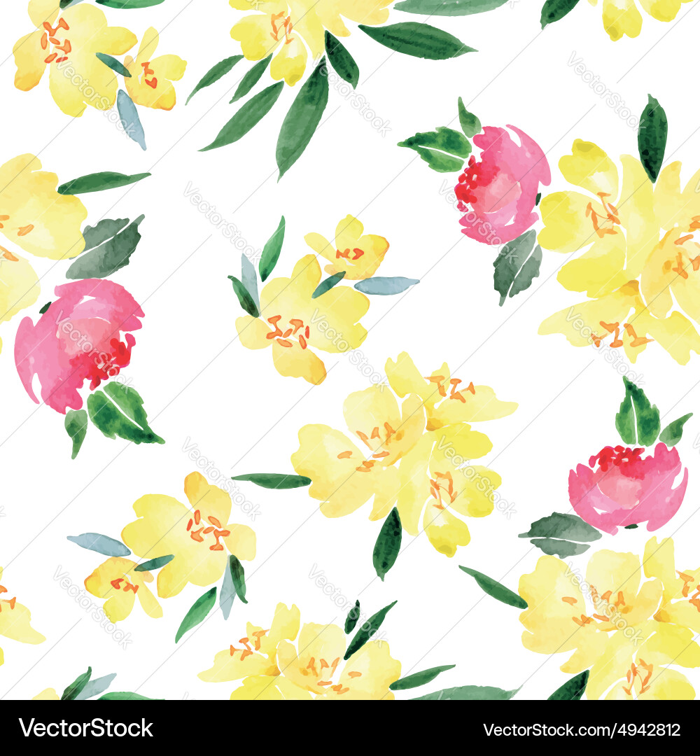 Watercolor Floral Pattern Vector Image