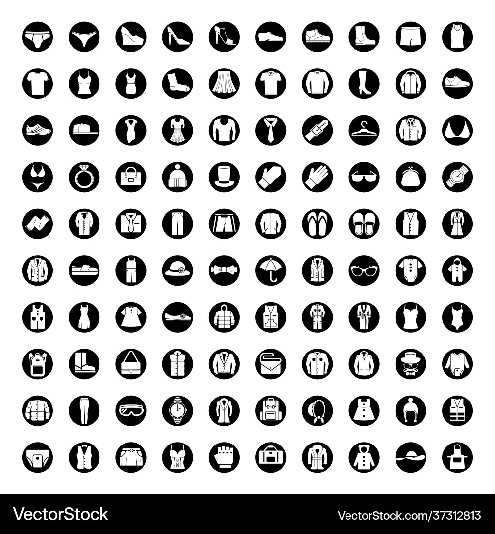 100 Icons setzen Kleidung Mode Dünenbekleidung 100 Icons setzen Kleidung Mode Dünenbekleidung vektorbild