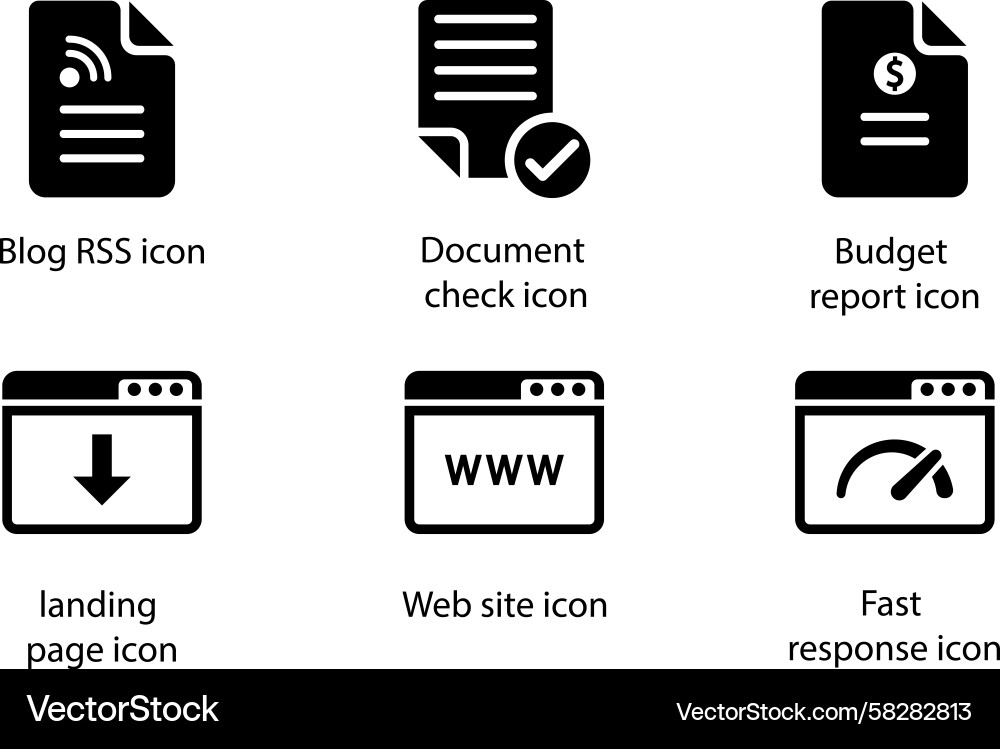 Blog & RSS Document Icons Vector Image