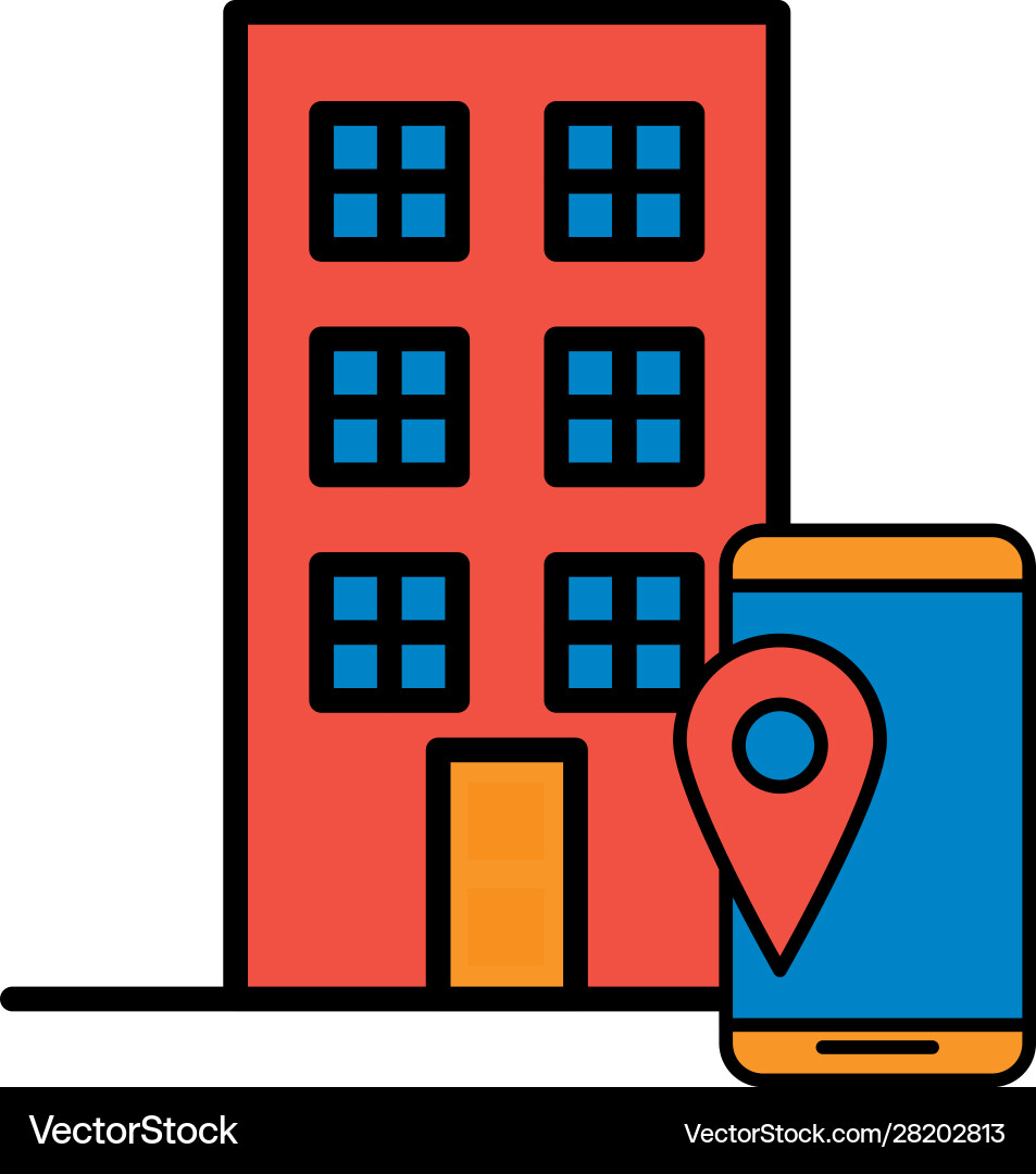 Building front facade with smartphone Vector Image