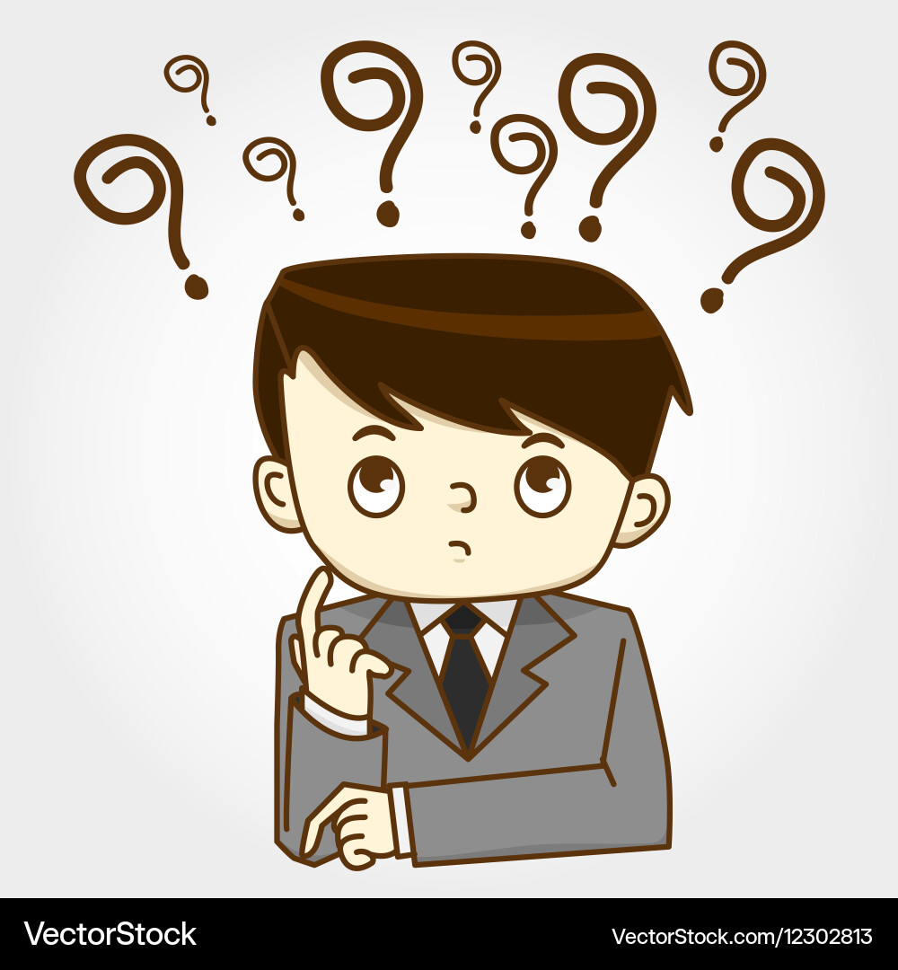 Businessman with Question Marks Vector Image