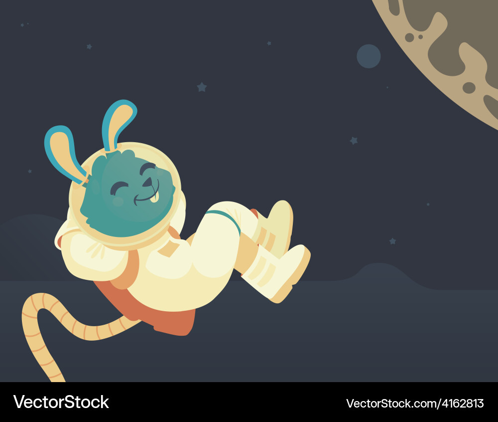 Cartoon Astronaut Rabbit in Space Royalty Free Vector Image