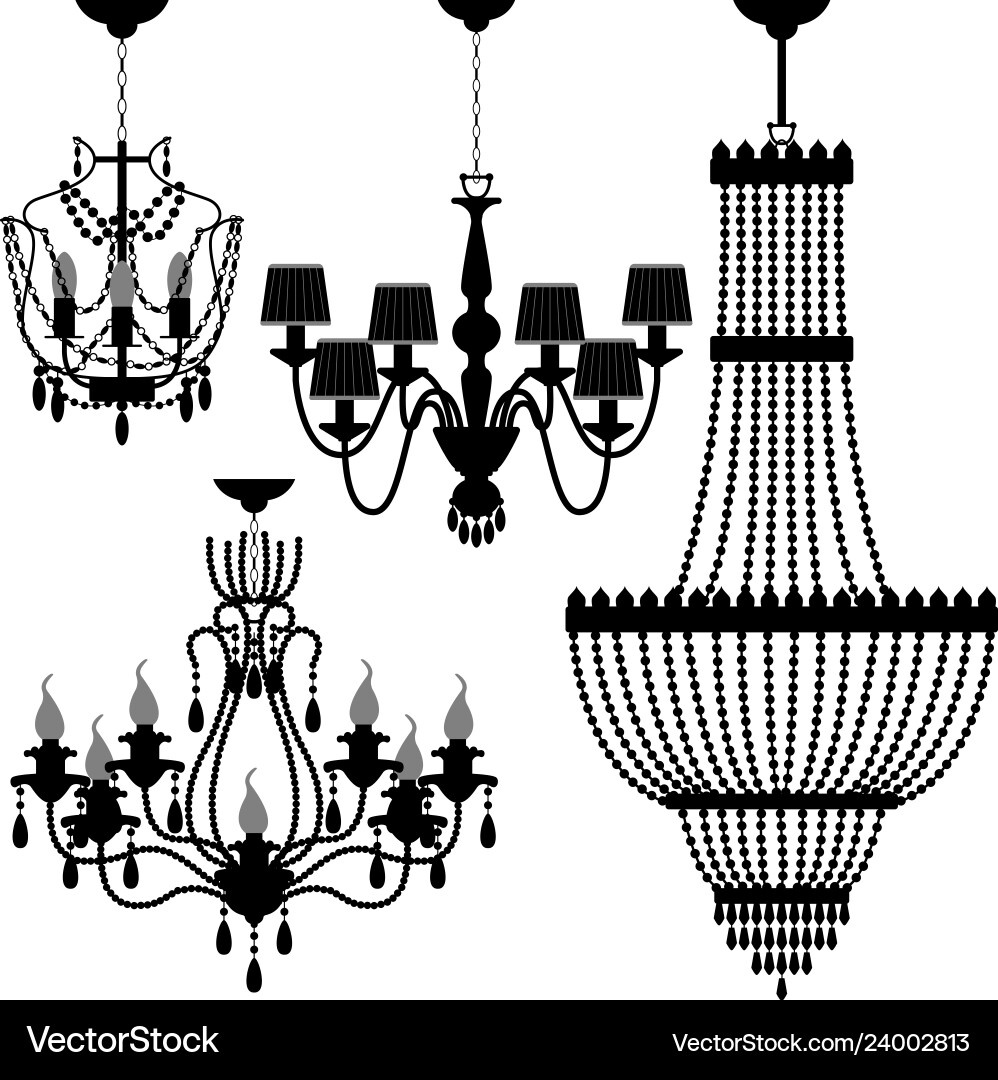 Chandelier black silhouette a set Chandelier black silhouette a set vector image