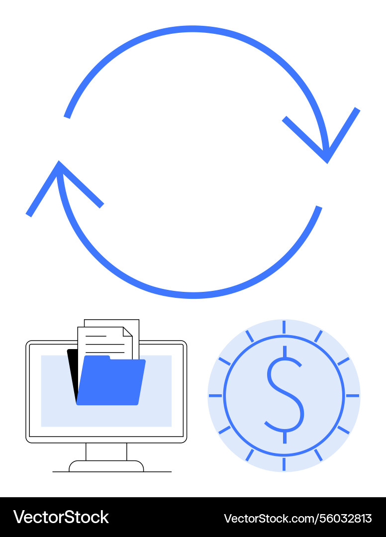 Data synchronization and financial efficiency Data synchronization and financial efficiency vector image