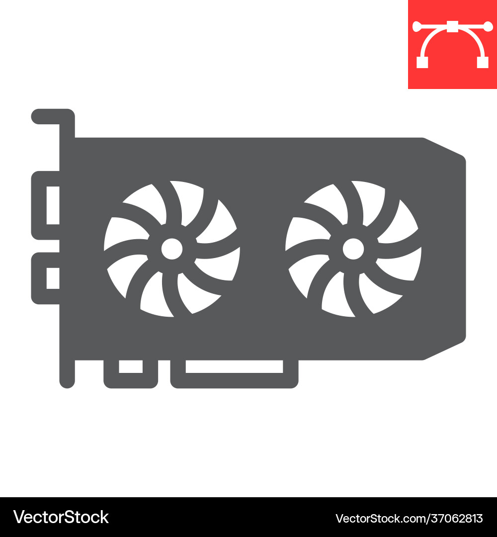 Gpu card glyph icon hardware and bitcoin mining vector image