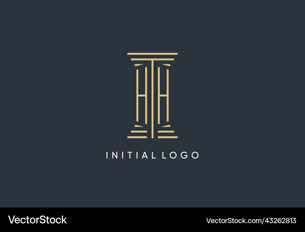 Hh initial monogram with pillar shape logo design Vector Image