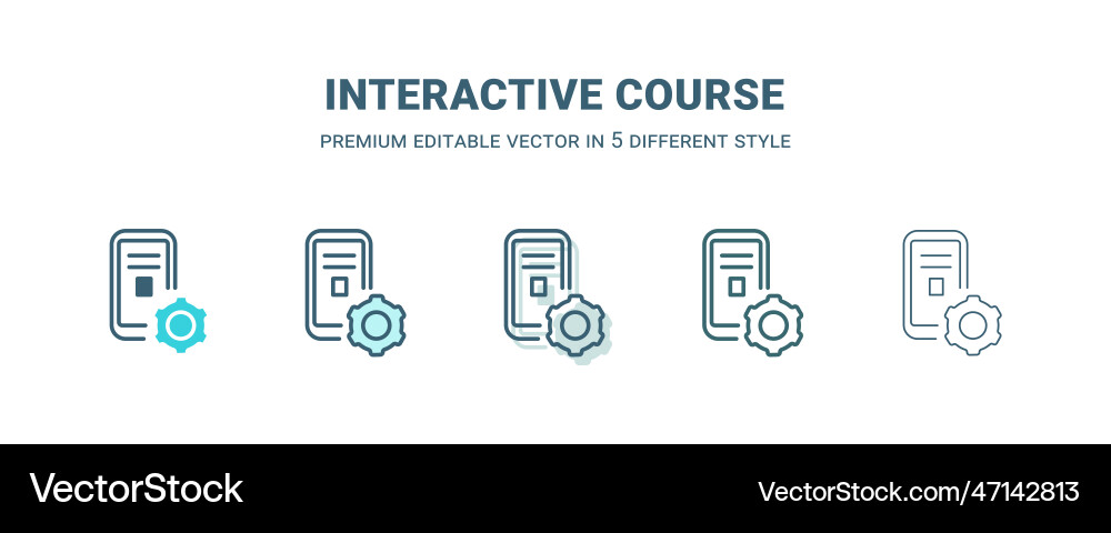 Interactive course icon in 5 different style Interactive course icon in 5 different style vector image