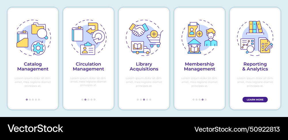 Library management software onboarding mobile app Library management software onboarding mobile app vector image
