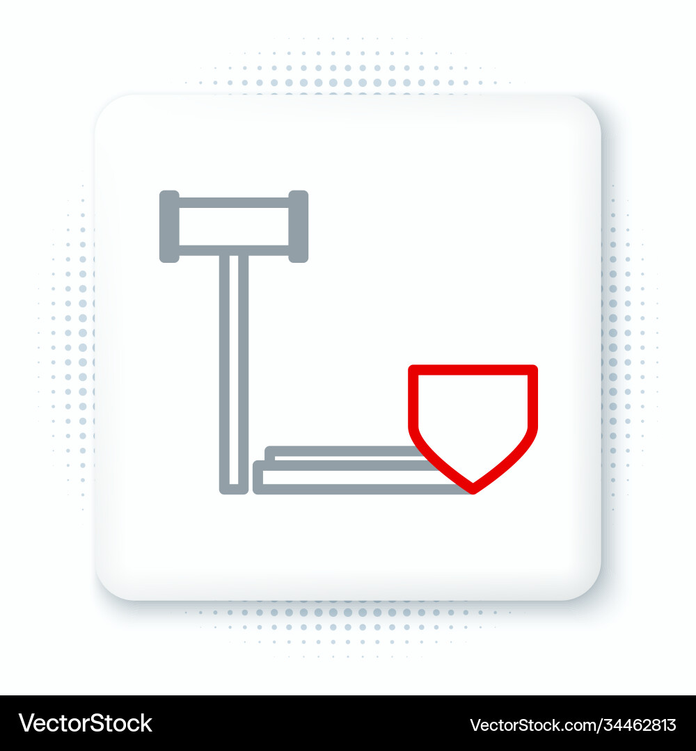 Line judge gavel with shield icon isolated Line judge gavel with shield icon isolated vector image