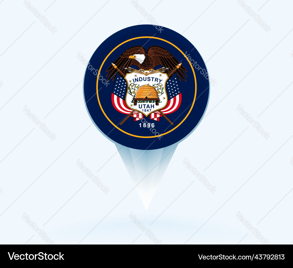 Map pointer with flag of utah Vector Image