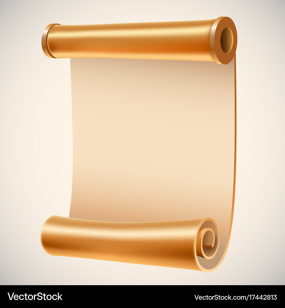 Old golden manuscript ancient empty scroll vector image