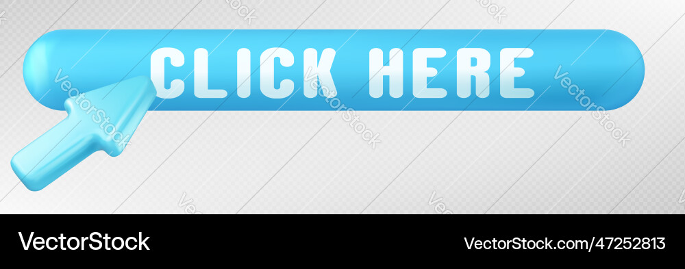 Realistic click here button with 3d cursor arrow Realistic click here button with 3d cursor arrow Vector Image