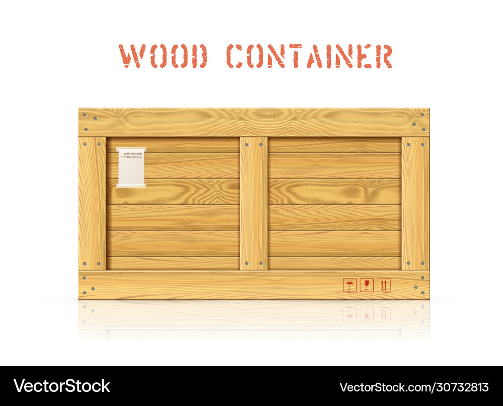 Rectangular wood container with blank Rectangular wood container with blank vector image