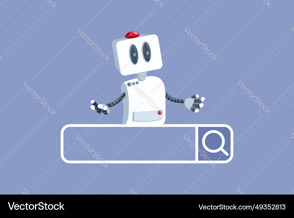 Robot assisted web search browser interface Robot assisted web search browser interface vector image