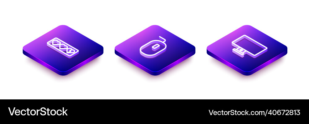 Set isometric line game life bar computer mouse Set isometric line game life bar computer mouse vector image