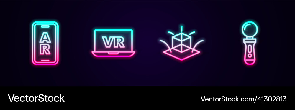 Set line augmented reality ar virtual 3d Set line augmented reality ar virtual 3d vector image