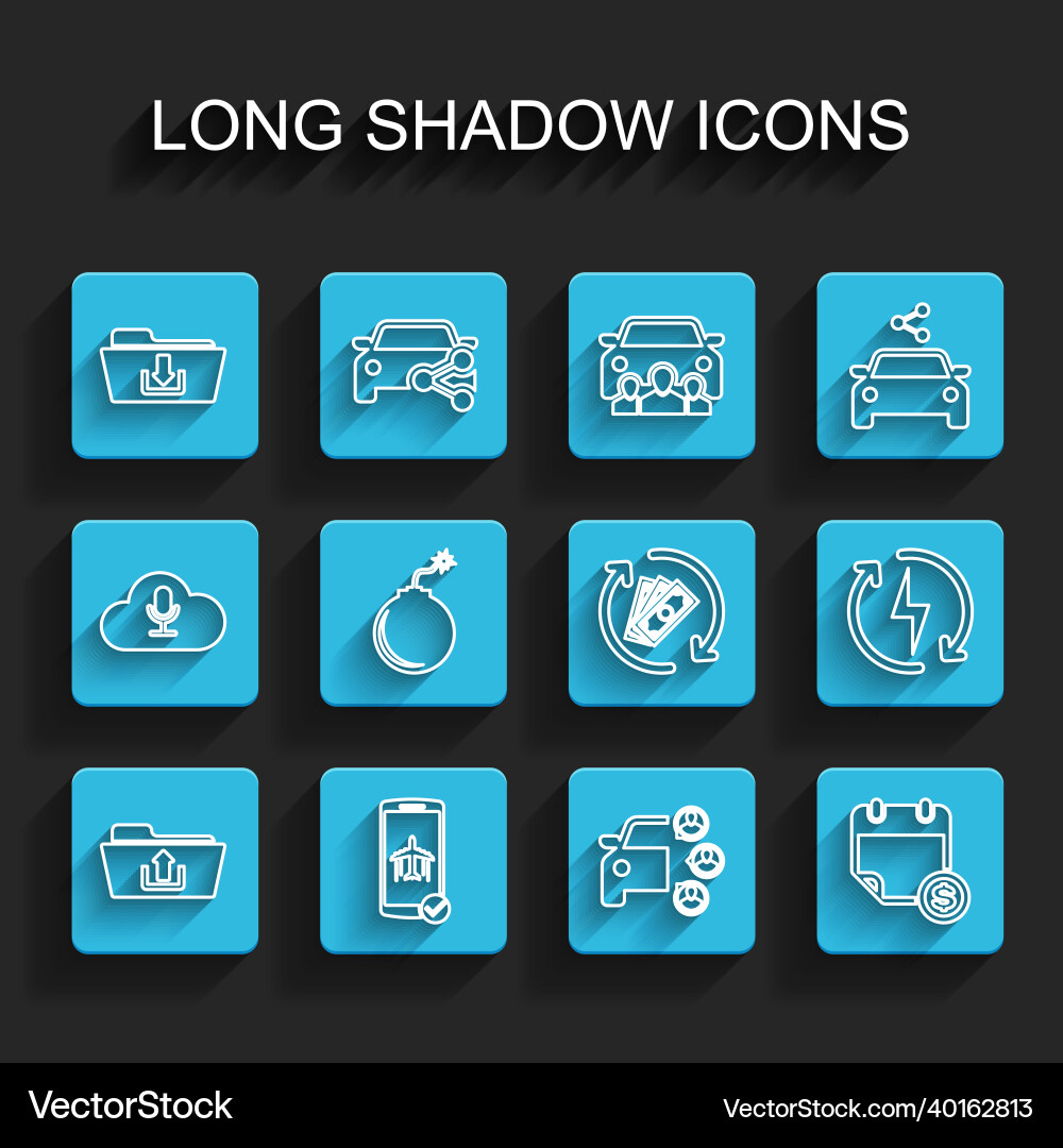 Set line folder upload flight mode in the mobile Set line folder upload flight mode in the mobile Vector Image