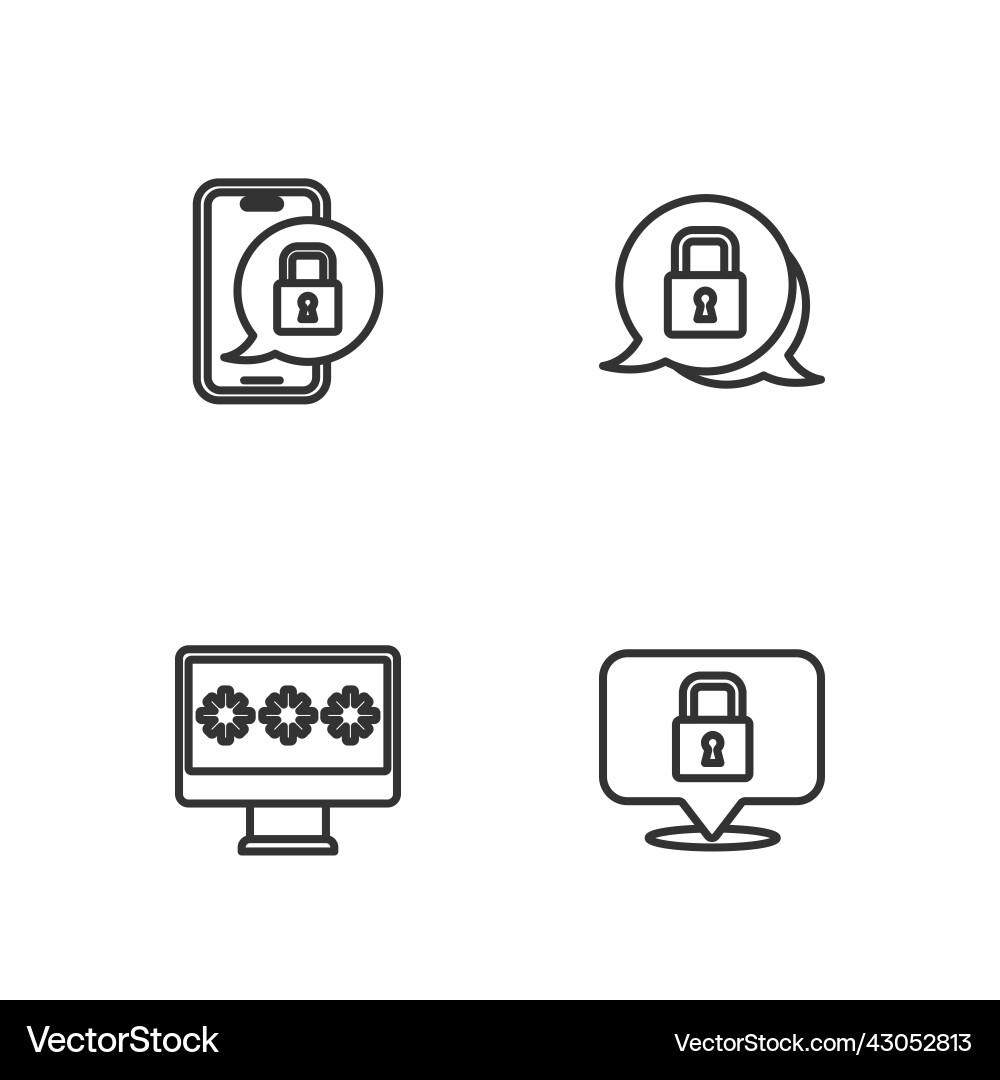 Set line lock monitor with password mobile Set line lock monitor with password mobile vector image