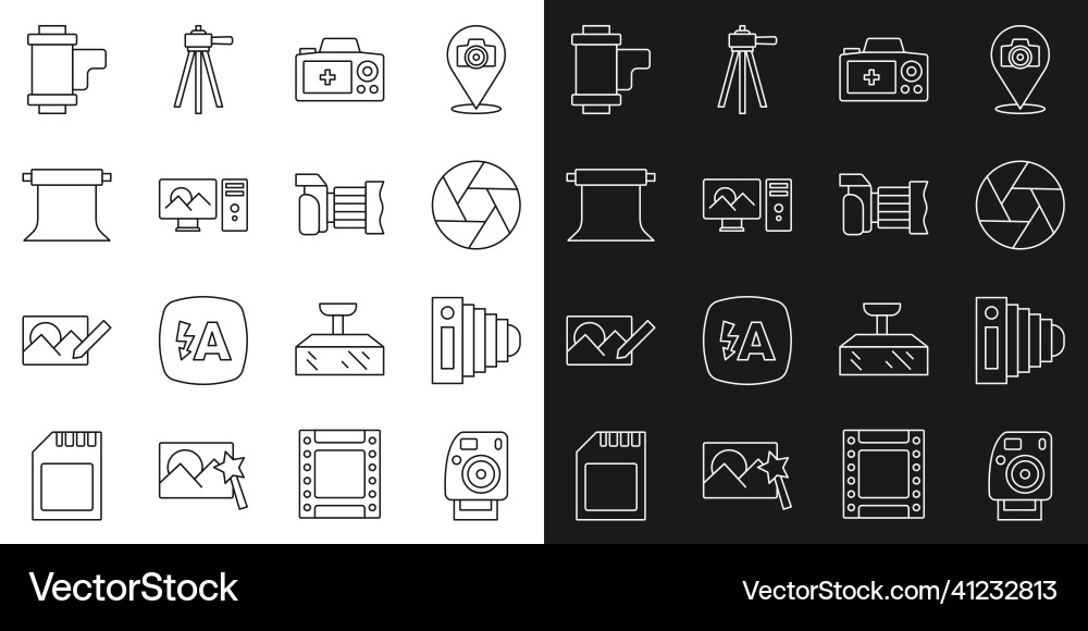 Set line photo camera shutter retouching Set line photo camera shutter retouching Vector Image