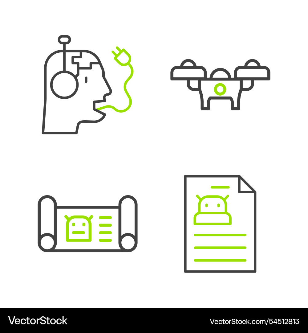 Set line technical specification robot blueprint Set line technical specification robot blueprint vector image
