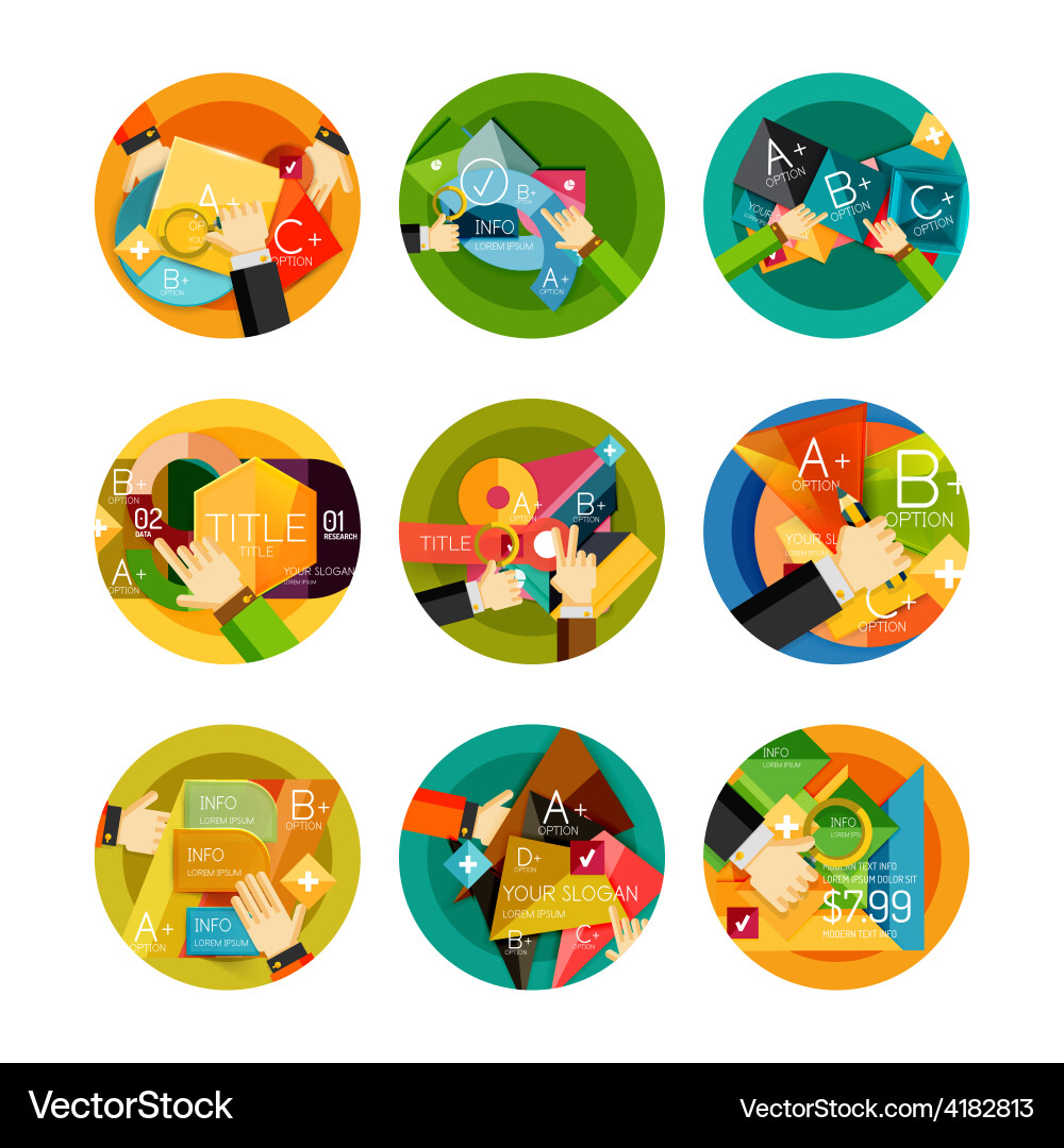 Set of option presentation labels flat design web Vector Image