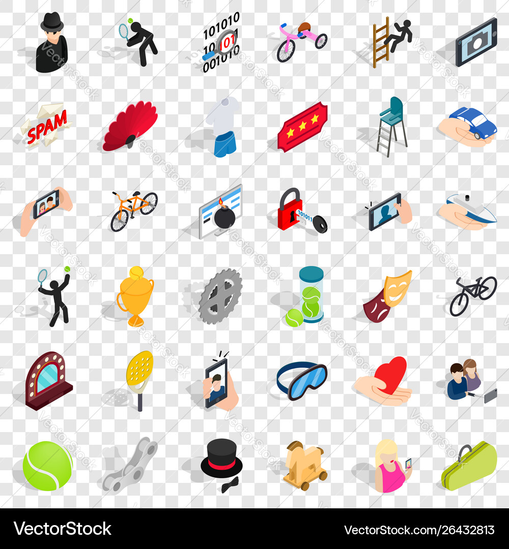 Spam icons set isometric style vector image