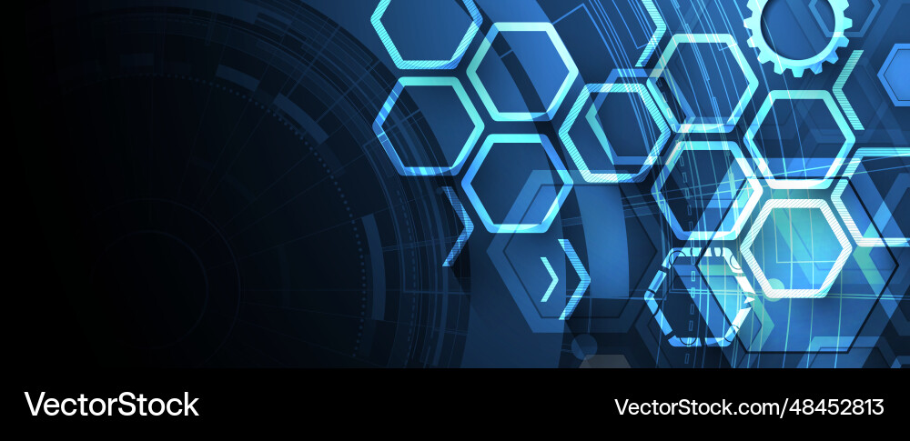 Technology banner design with hexagons abstract Technology banner design with hexagons abstract vector image