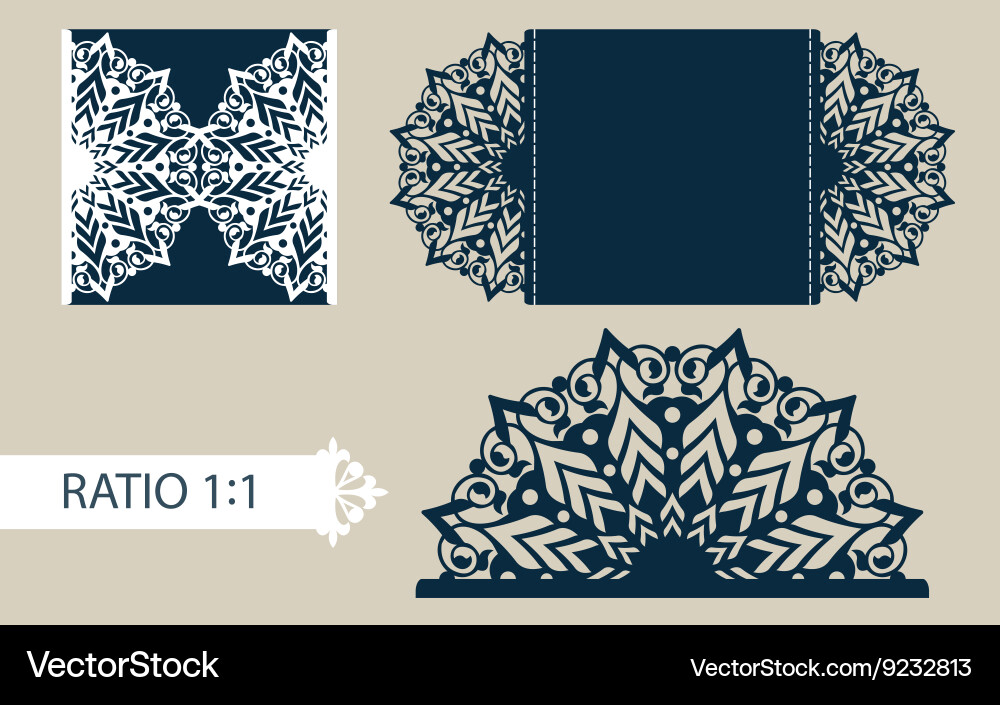 Template greeting card with openwork pattern vector image