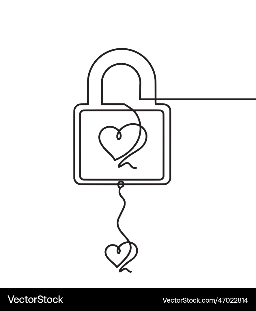 Abstract heart-lock with heart as continuous line Abstract heart-lock with heart as continuous line vector image