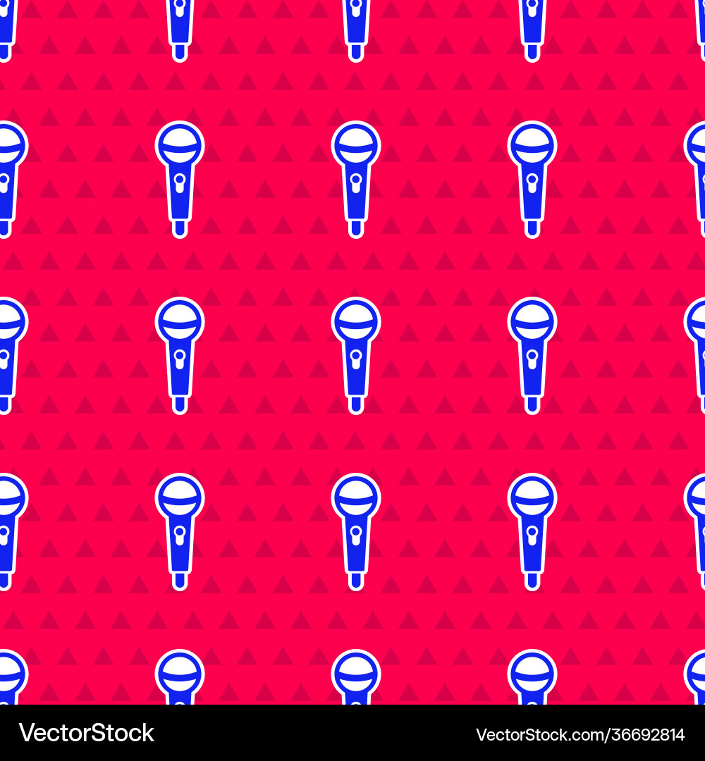 Blue microphone icon isolated seamless pattern Vector Image