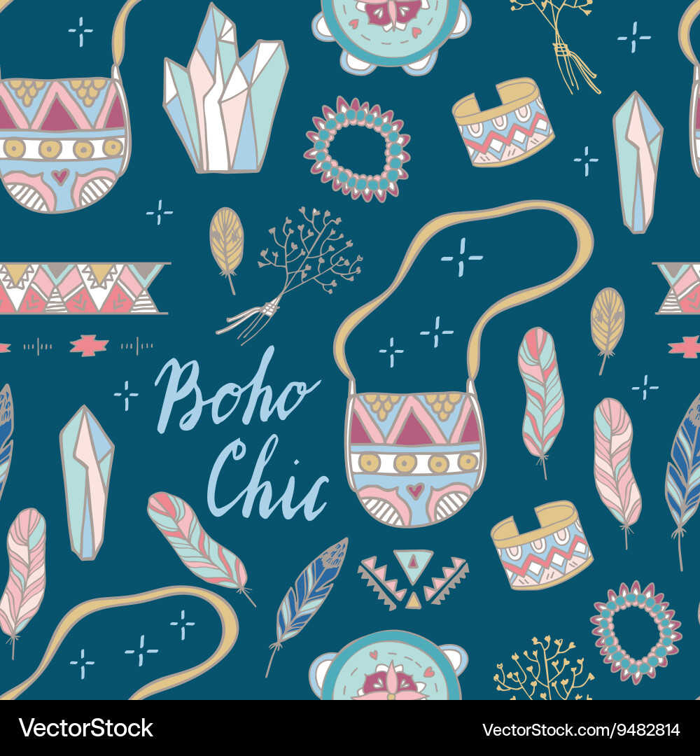 Boho Seamless Pattern Vector Image