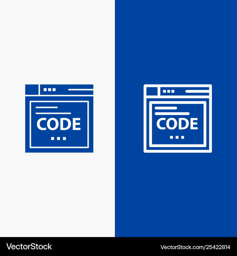 Browser internet code coding line and glyph solid vector image