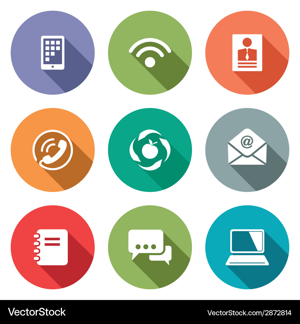Communication Icon Set - Flat Style Royalty Free Vector
