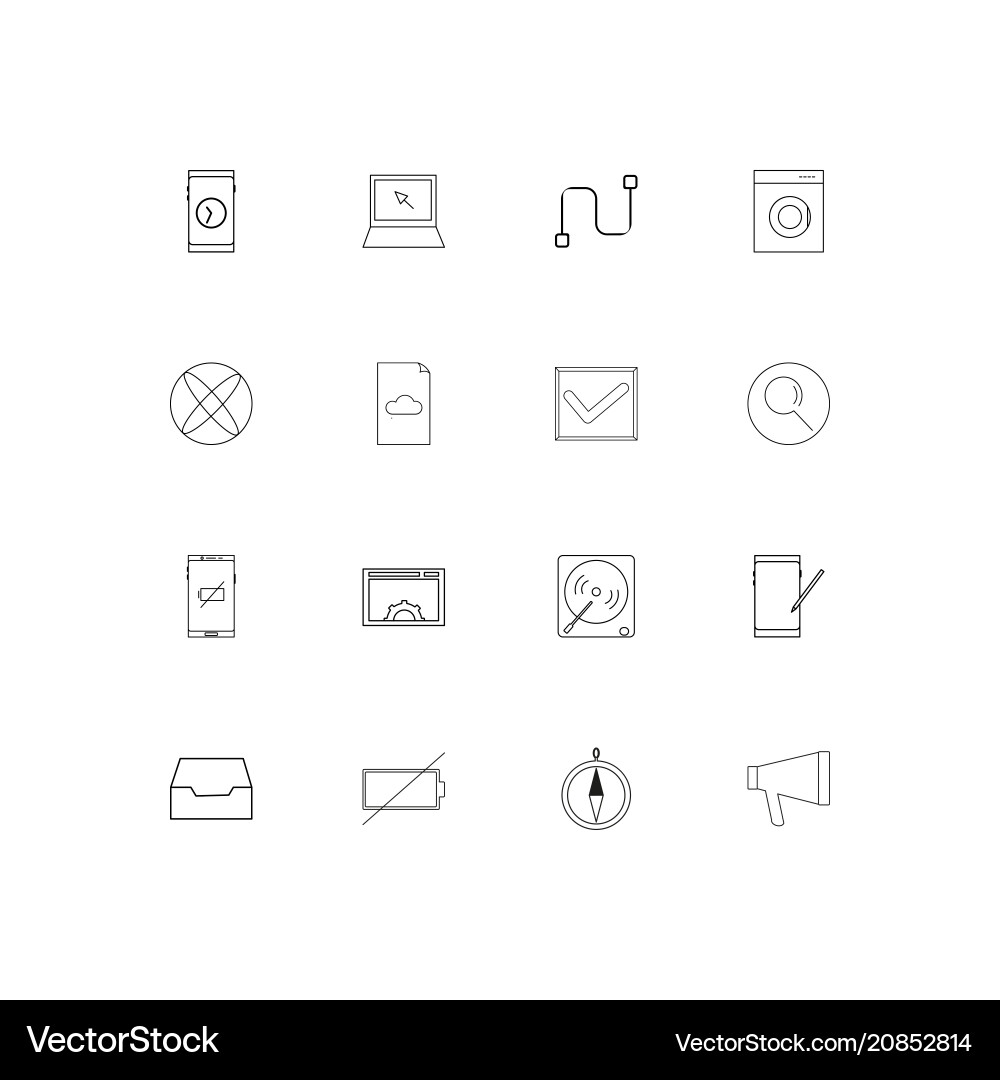 Devices linear thin icons set outlined simple vector image
