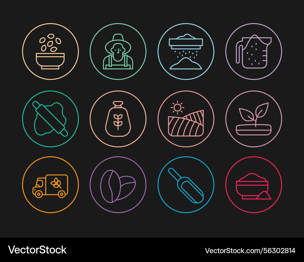 Flour and Sprout Set - Food Icons Vector Image