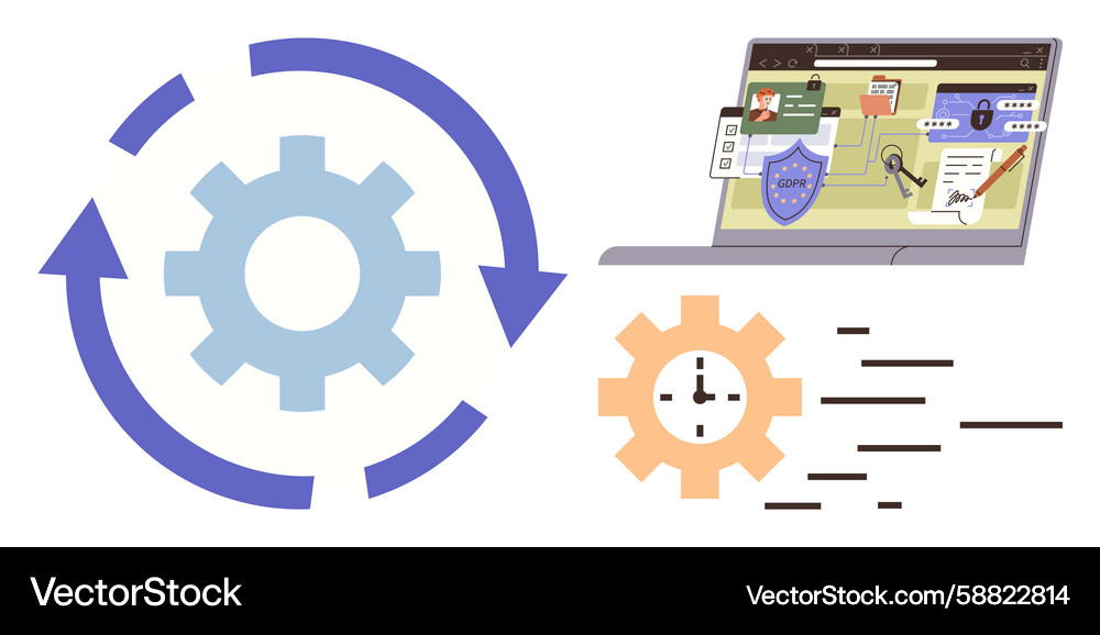 Gears representing automation and cybersecurity Vector Image