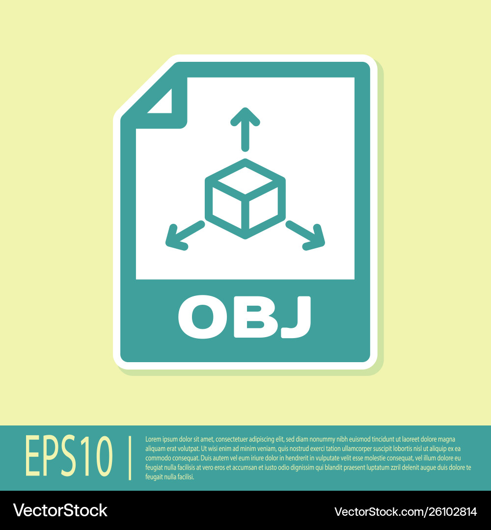 Green obj file document icon download button Green obj file document icon download button vector image