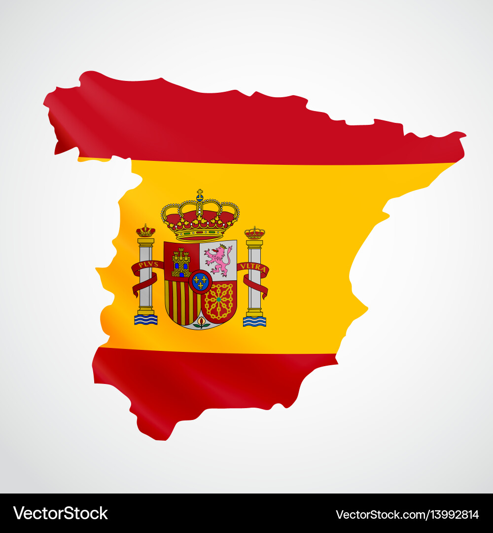 Hanging spain flag in form of map kingdom Hanging spain flag in form of map kingdom vector image
