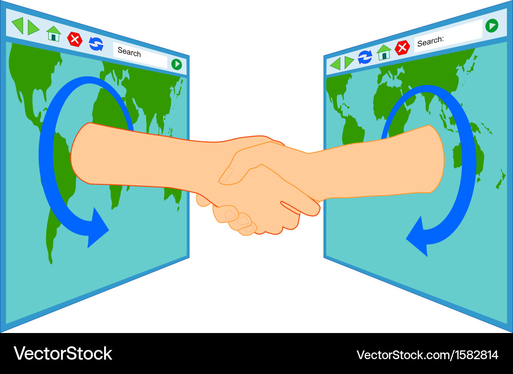 Internet handshake over window Vector Image