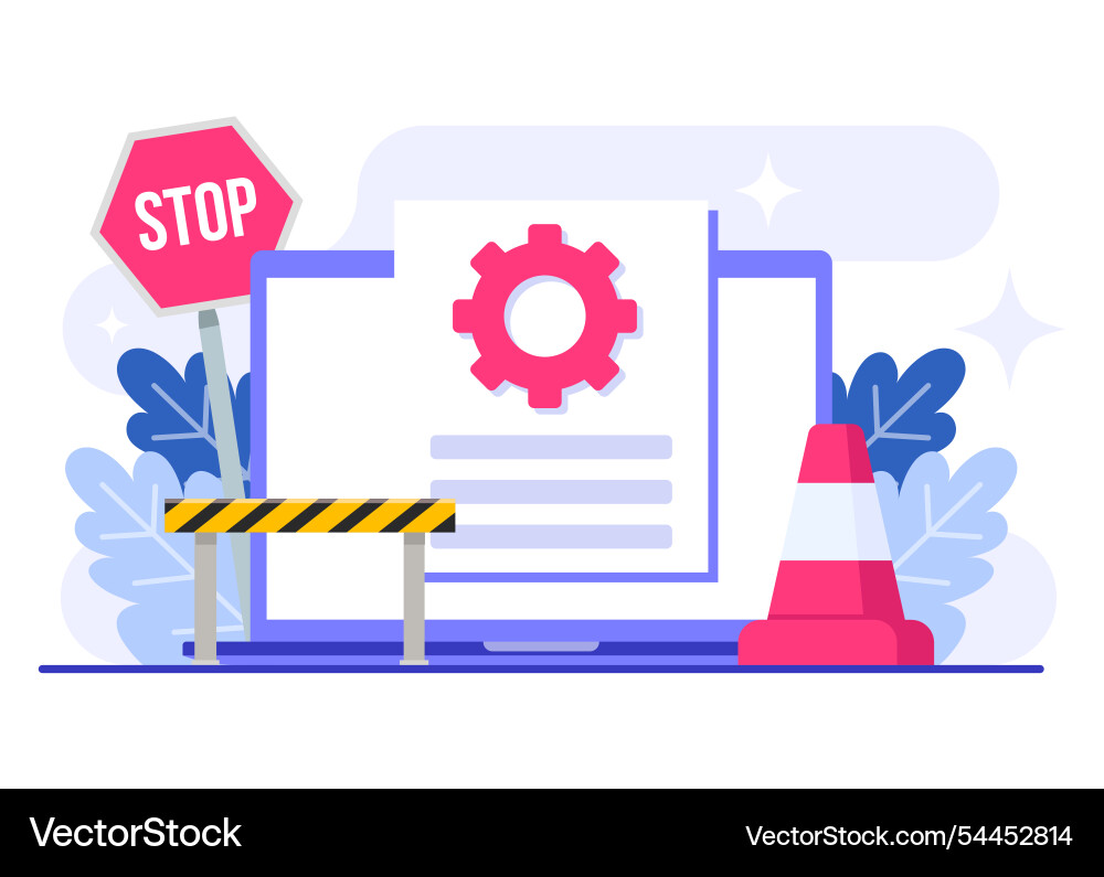 Laptop with system upgrade process software Laptop with system upgrade process software vector image